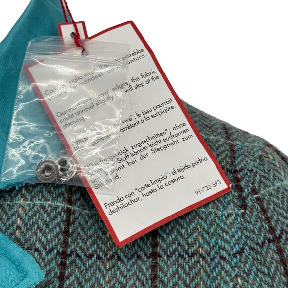 Max & Co Patchwork Blazer Wool Mohair Women 10 Blue Plaid Preppy Steampunk NEW - Picture 8 of 15